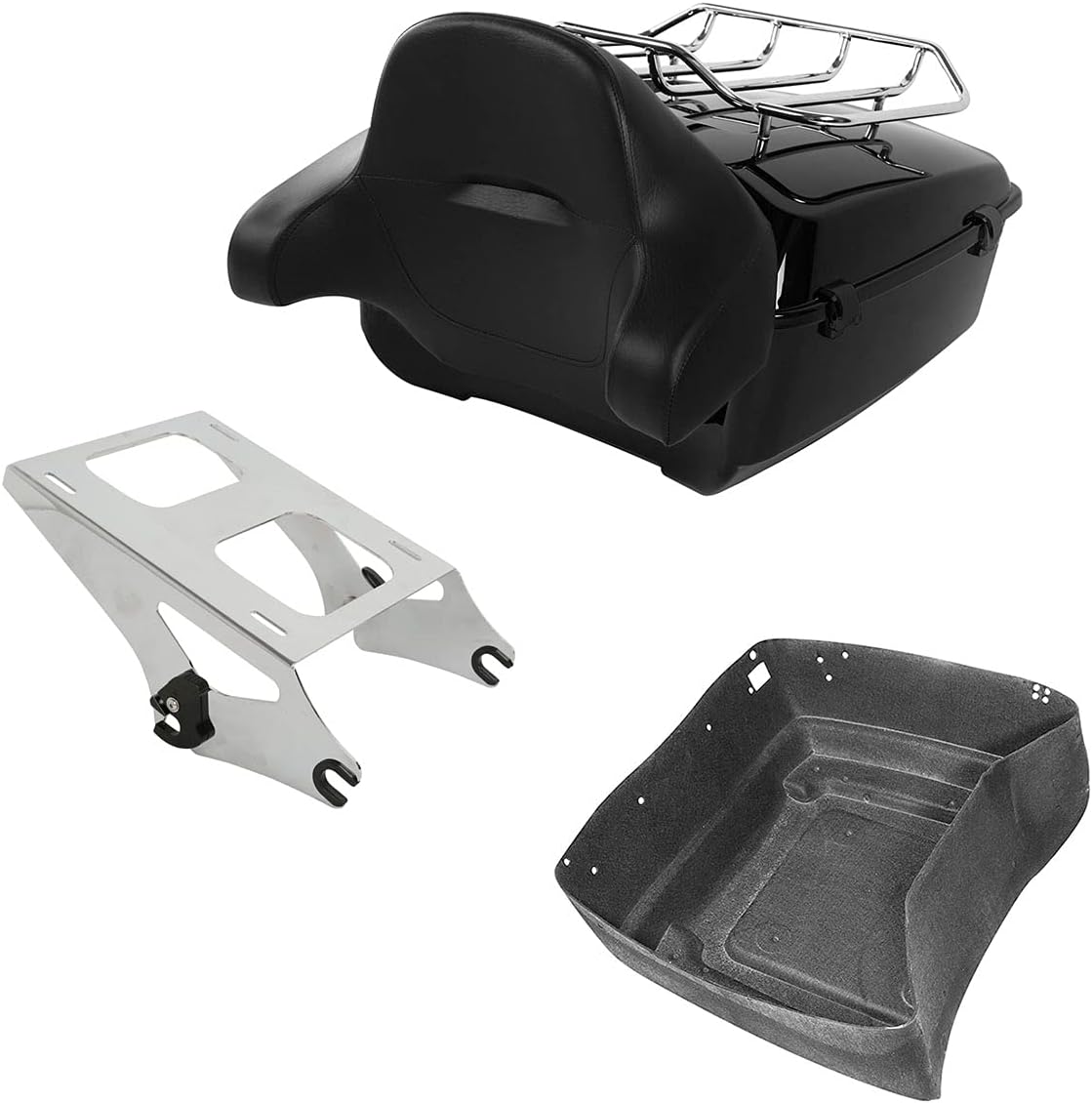 TCMT 13.7" King Motorcycle Trunk Backrest Pad Luggage Rack Two Up Mount Rack Fit For Harley 2014-2025 Touring CVO Road King Road Glide Street Glide Electra Glide Pack