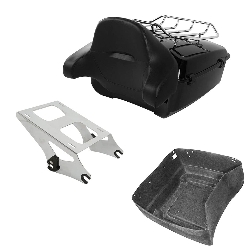 TCMT 13.7" King Motorcycle Trunk Backrest Pad Luggage Rack 2 Up Mounting Rack Base Plate Docking Fit For Harley 2014-2025 Touring CVO Road King Road Glide Street Glide Electra Glide Pack