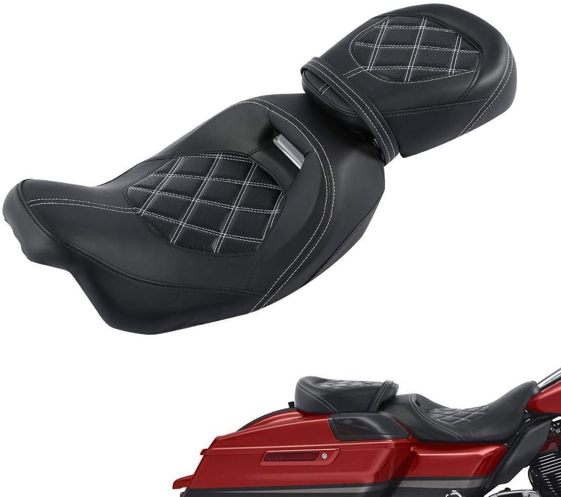 2-Up Rider and Passenger Seat Low Profile Seat Fit For Harley 2009-2023 Touring Street Glide Road King Road Glide