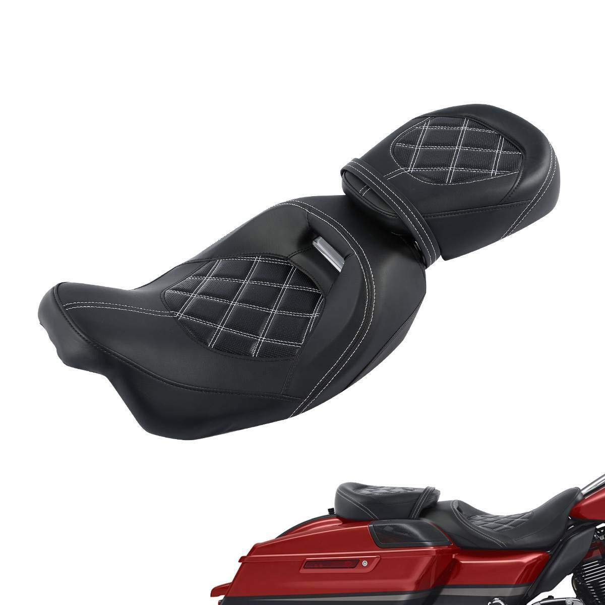 2-Up Rider and Passenger Seat Low Profile Seat Fit For Harley 2009-2023 Touring Street Glide Road King Road Glide