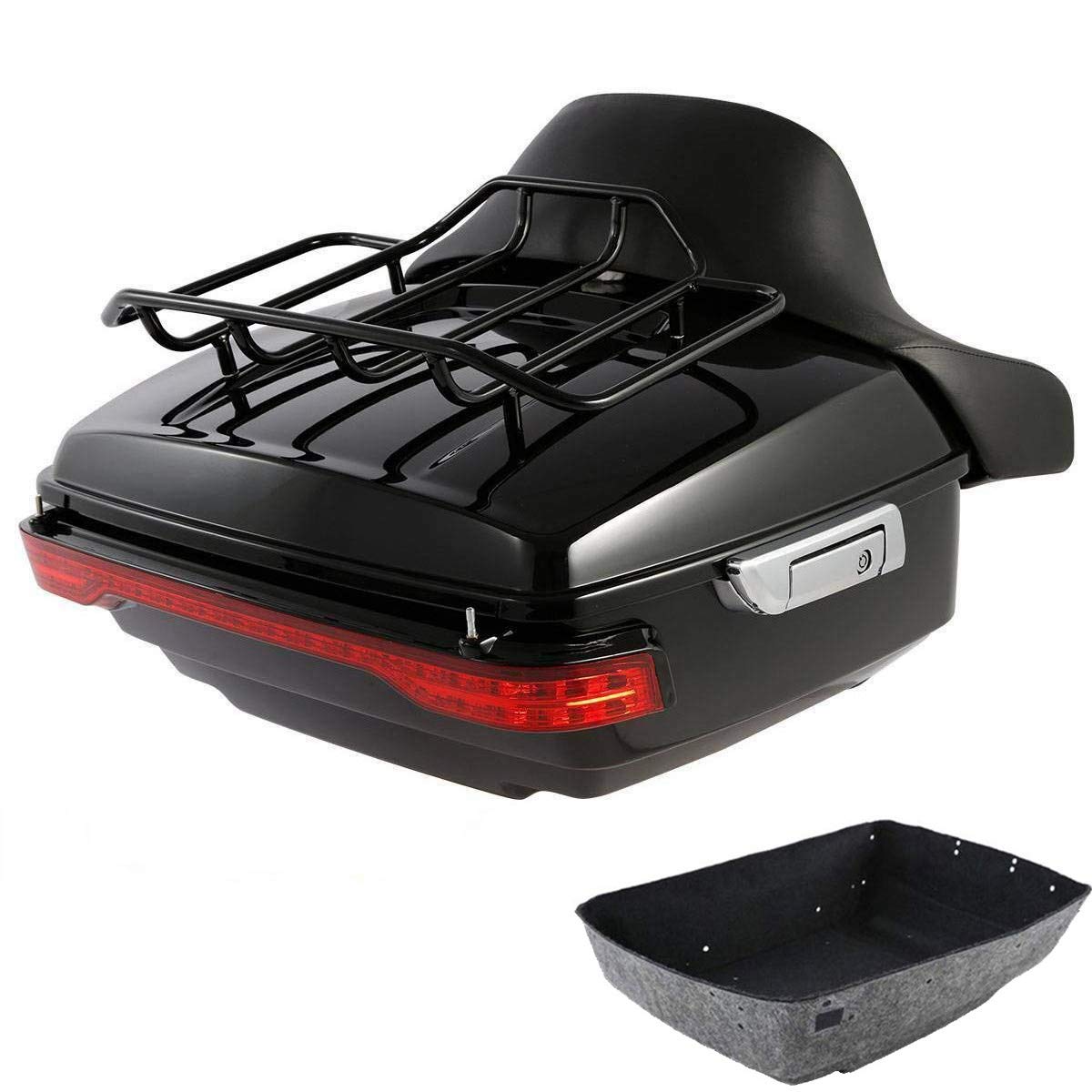 TCMT 13.7" King 2014-2025 Motorcycle Trunk Backrest Pad Luggage Rack Speakers Taillight Fit For Harley Trunk Touring CVO Road King Road Glide Street Glide Electra Glide Pack