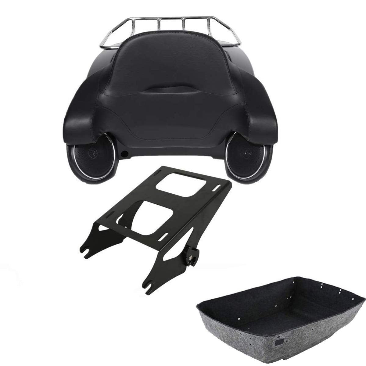 TCMT 13.7" King Motorcycle Trunk Box Wrap-Around Backrest Taillight Fit For Harley 2014-2025 Touring CVO Road King Road Glide Street Glide Electra Glide Pack