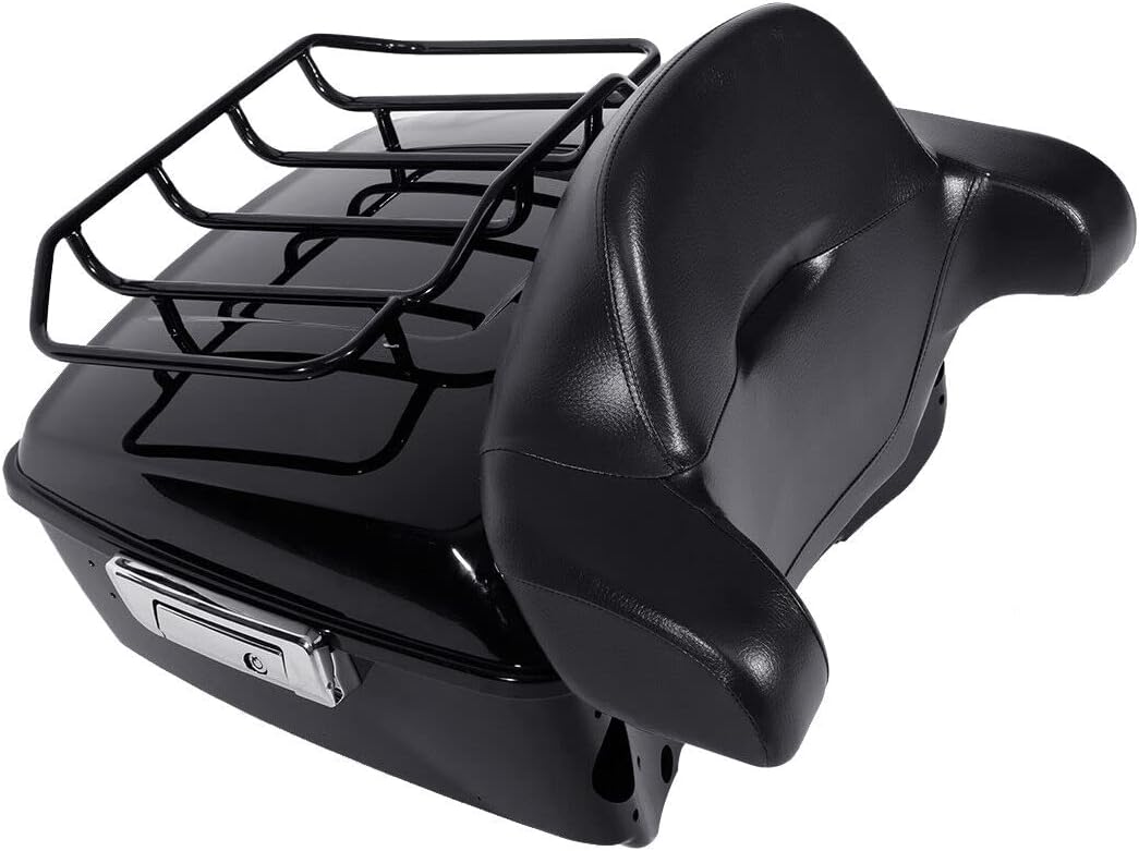 TCMT King Motorcycle Trunk Box Wrap-around Backrest Two-Up Mounting Rack Luggage Rack Fit For Harley 2018-2025 Heritage Classic 2018-2020 Deluxe FLDE 2024 Hydra-Glide Revival FLI Pack