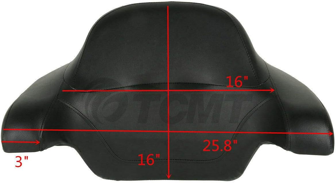 TCMT 13.7" King Motorcycle Trunk Backrest Pad Luggage Rack Two Up Mount Rack Base Plate Fit For Harley 2014-2025 Touring CVO Road King Road Glide Street Glide Electra Glide Pack