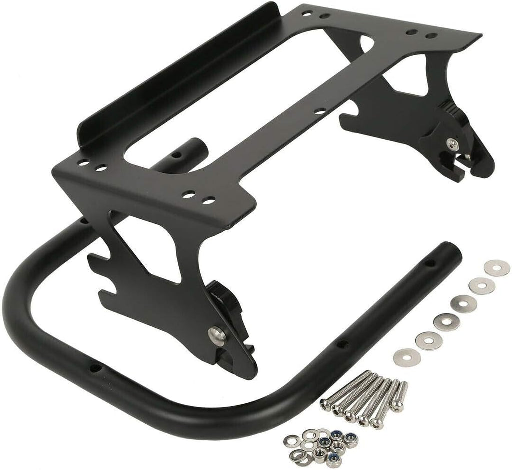 TCMT 10.7" Black Latches Chopped Motorcycle Trunk Box Backrest Pad Mount Rack Fit For Harley Touring 1997-2008 Road King Road Street Electra Glide Pack