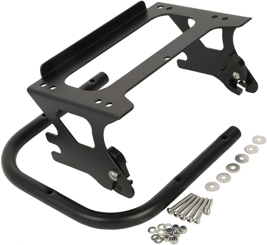 TCMT 10.7" Black Latches Chopped Motorcycle Trunk Box Backrest Pad Mount Rack Fit For Harley Touring 1997-2008 Road King Road Street Electra Glide Pack