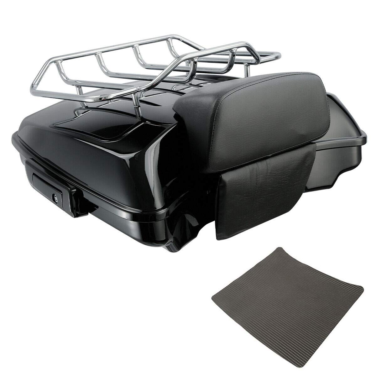 TCMT 5.5" Razor Motorcycle Trunk Box Backrest Two Up Mount Rack Base Plate Fit For Harley Touring 2014-2025 CVO Road King Road Glide Street Glide Electra Glide Pack