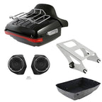 TCMT 13.7" King 2014-2025 Motorcycle Trunk Backrest Pad Luggage Rack Speakers Taillight Fit For Harley Trunk Touring CVO Road King Road Glide Street Glide Electra Glide Pack
