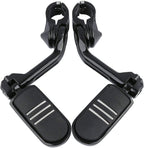 TCMT 1-1/4" 1.25" 32mm Black Long Angled Highway Engine Guard Foot Pegs Kit Fits For Harley Touring Road King Street Glide Road Glide Electra Glide Softail Sportster Dyna with 1.25" Engine Guards