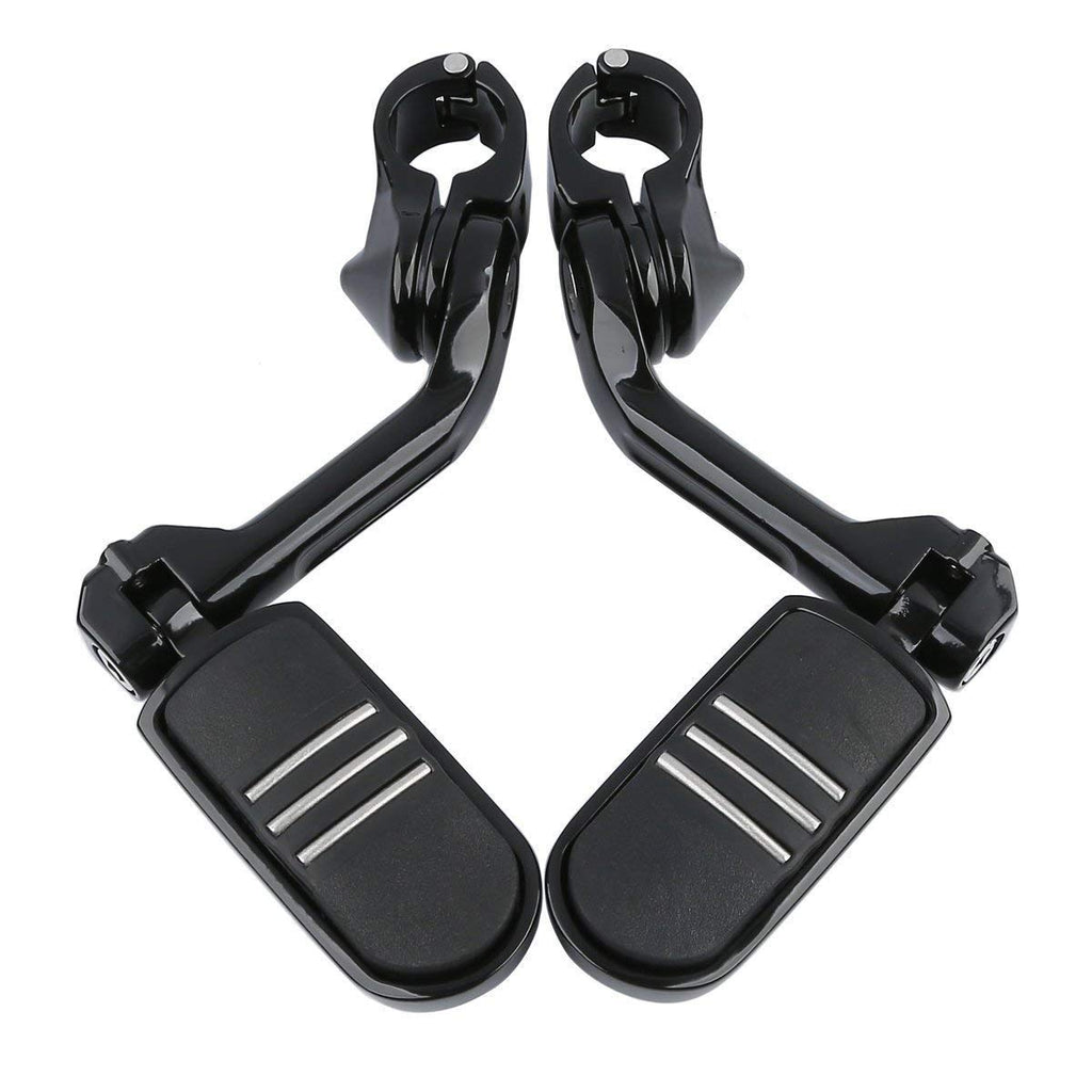 TCMT 1-1/4" 1.25" 32mm Black Long Angled Highway Engine Guard Foot Pegs Kit Fits For Harley Touring Road King Street Glide Road Glide Electra Glide Softail Sportster Dyna with 1.25" Engine Guards