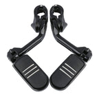 TCMT 1-1/4" 1.25" 32mm Black Long Angled Highway Engine Guard Foot Pegs Kit Fits For Harley Touring Road King Street Glide Road Glide Electra Glide Softail Sportster Dyna with 1.25" Engine Guards