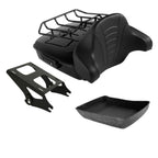 TCMT 10.7" Chopped Motorcycle Trunk Box Wrap-Around Backrest Top Luggage Rack Fit For Harley 2014-2025 Touring CVO Road King Road Glide Street Glide Electra Glide Pack