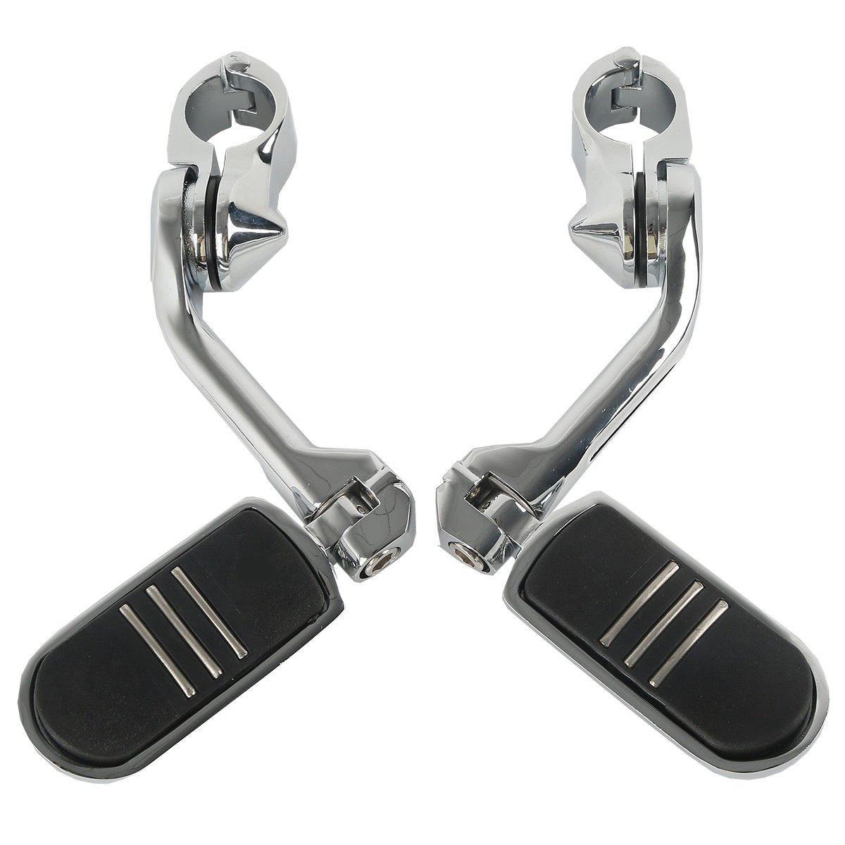 TCMT 1-1/4" 1.25" 32mm Black Long Angled Highway Engine Guard Foot Pegs Kit Fits For Harley Touring Road King Street Glide Road Glide Electra Glide Softail Sportster Dyna with 1.25" Engine Guards