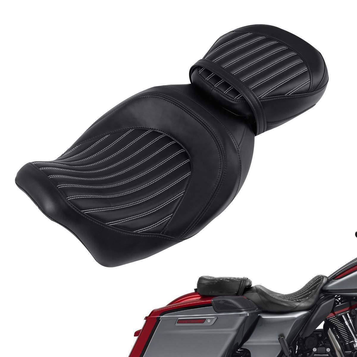 2-Up Rider and Passenger Seat Low Profile Seat Fit For Harley 2009-2023 Touring Street Glide Road King Road Glide