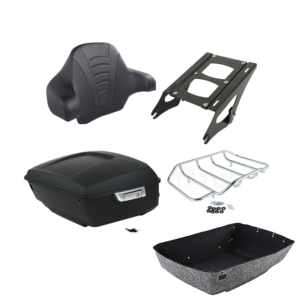 TCMT 13.7" King 2014-2025 Motorcycle Trunk Backrest Pad Top Luggage Rack Mount Rack Fit For Harley Trunk Touring CVO Road King Road Glide Street Glide Electra Glide Ultra Limited Pack