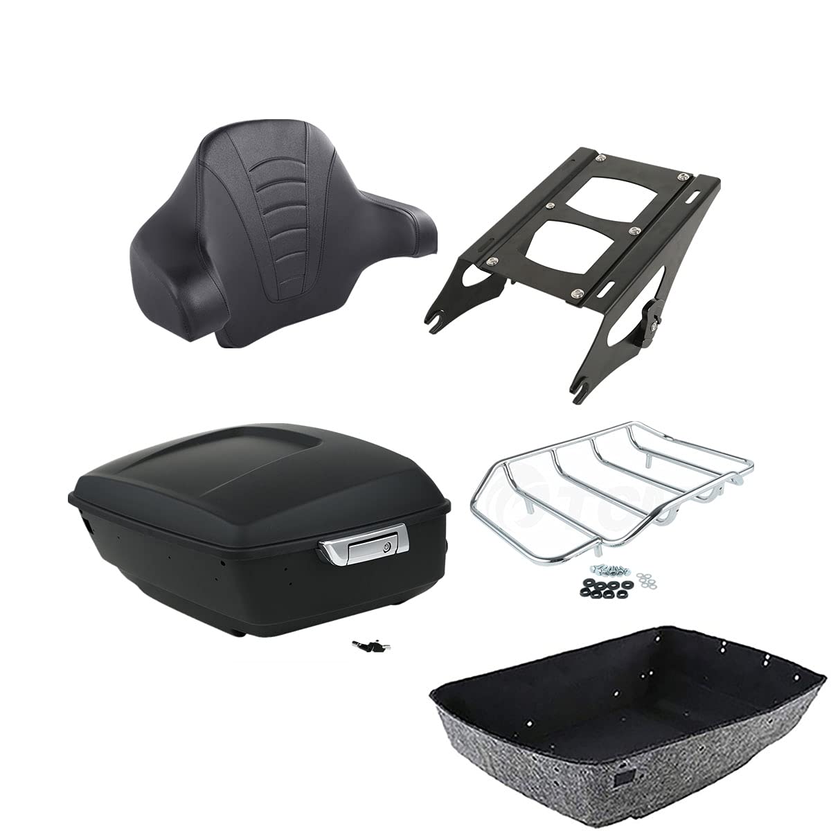TCMT 13.7" King 2014-2025 Motorcycle Trunk Backrest Pad Top Luggage Rack Mount Rack Fit For Harley Trunk Touring CVO Road King Road Glide Street Glide Electra Glide Ultra Limited Pack