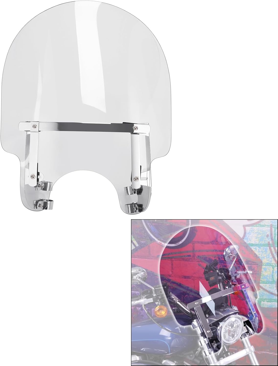 TCMT 39mm Clamps Windscreen Windshield Fits For Harley-Davidson Dyna Low Rider Super Glide Wide Glide Fat Bob Street Bob Sportster Iron 883 XL 883 XL1200 Seventy Two
