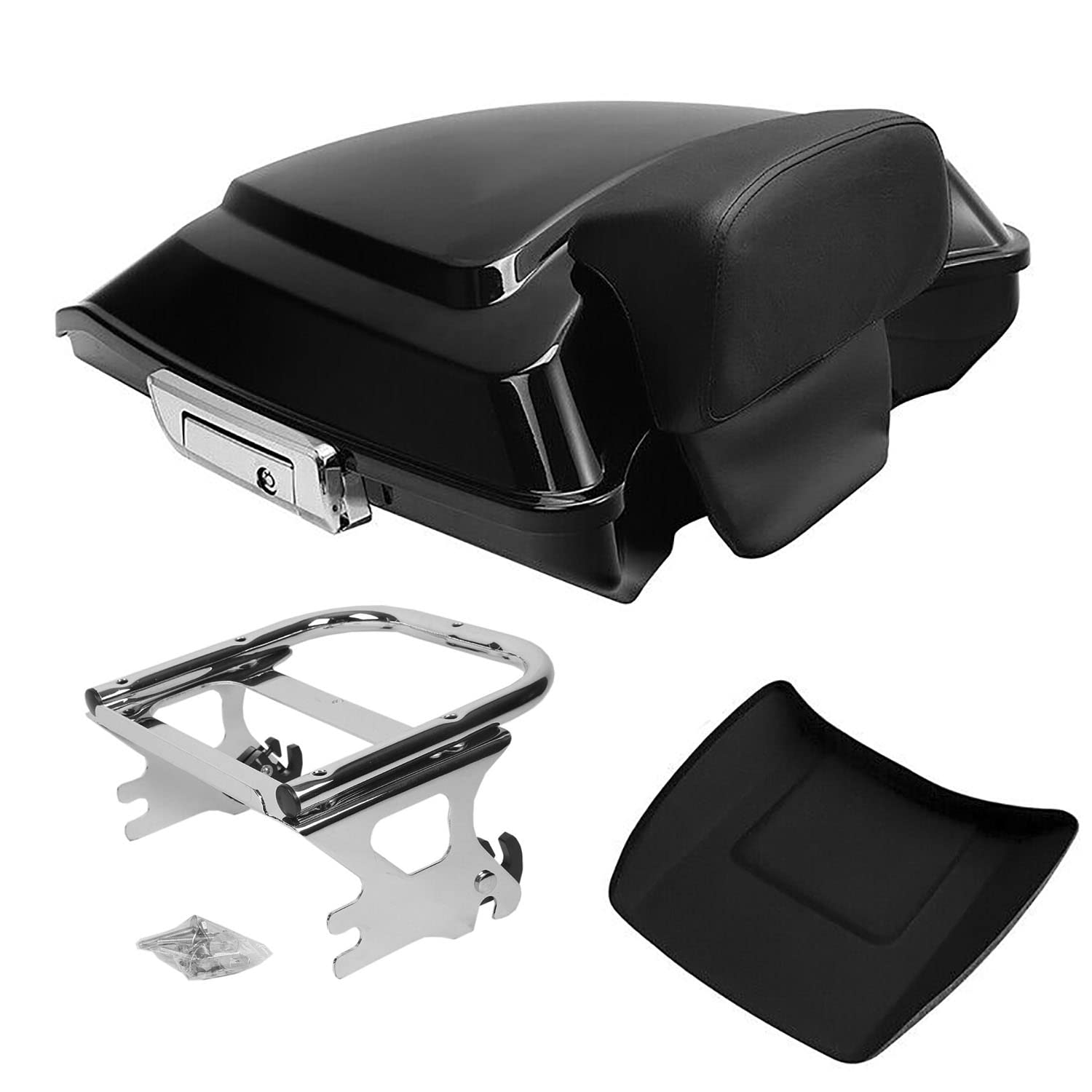 TCMT 5.5" Razor Motorcycle Trunk Box Backrest Pad Mounting Rack Fit For Harley 2014-2025 Touring Road King Street Road Electra Glide Pack