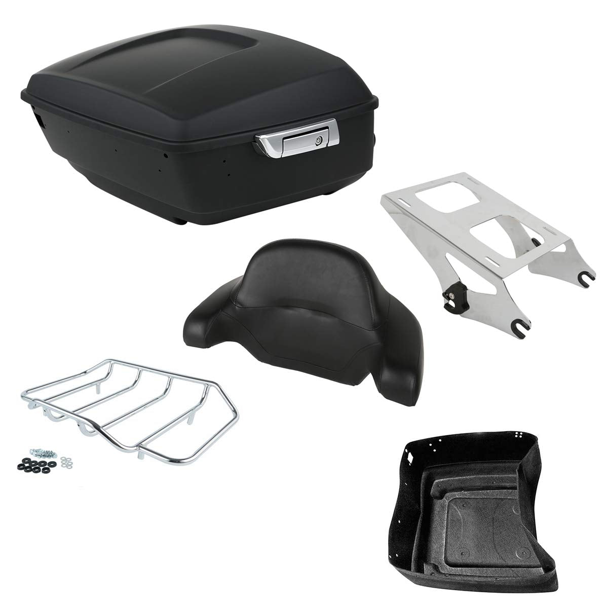 TCMT 13.7" King Motorcycle Trunk Box W/Latches Brake TailLight Base Plate Fit For Harley 2014-2025 Touring CVO Road King Road Glide Street Glide Electra Glide Pack