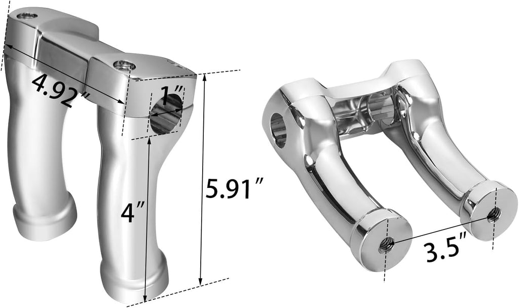 TCMT 4" Tall Handlebar Risers Fit For Harley Dyna Softail Sportster 1" Bars Fit For Yamaha Road Star Suzuki Boulevard Kawasaki Vulcan Honda Shadow 750 Aero Honda VTX 1800N