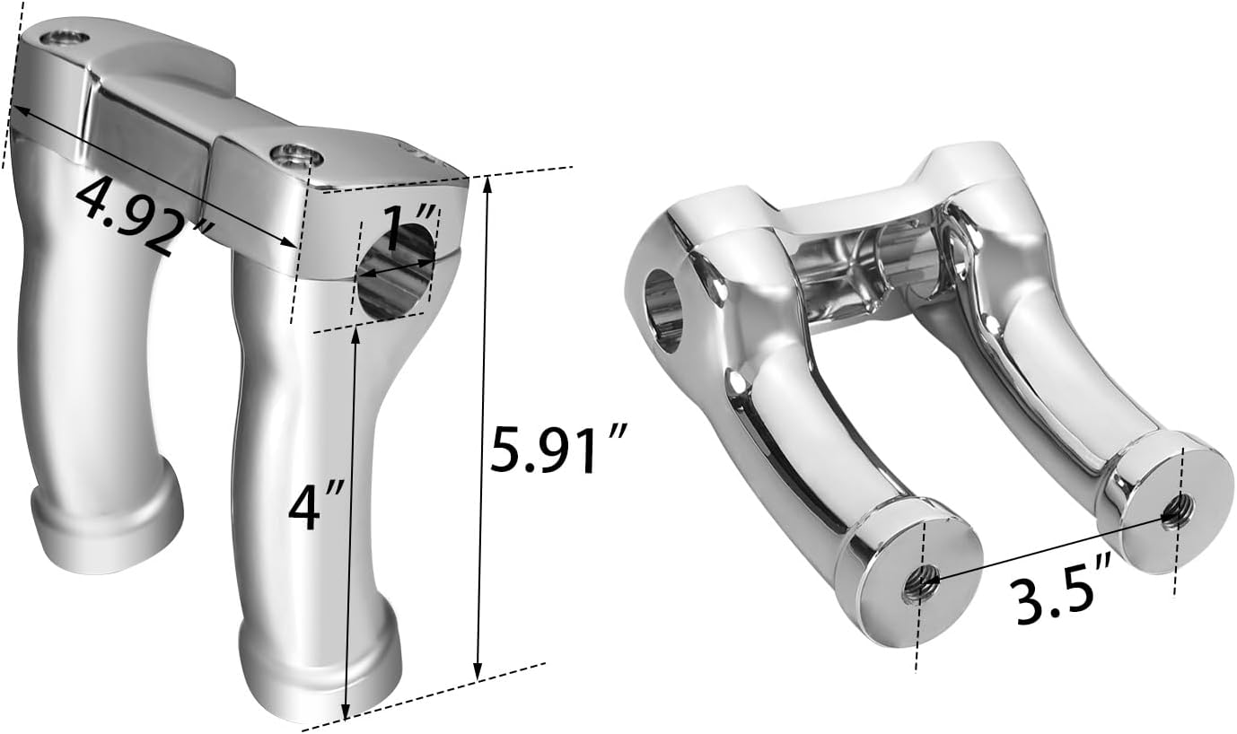 TCMT 4" Tall Handlebar Risers Fit For Harley Dyna Softail Sportster 1" Bars Fit For Yamaha Road Star Suzuki Boulevard Kawasaki Vulcan Honda Shadow 750 Aero Honda VTX 1800N