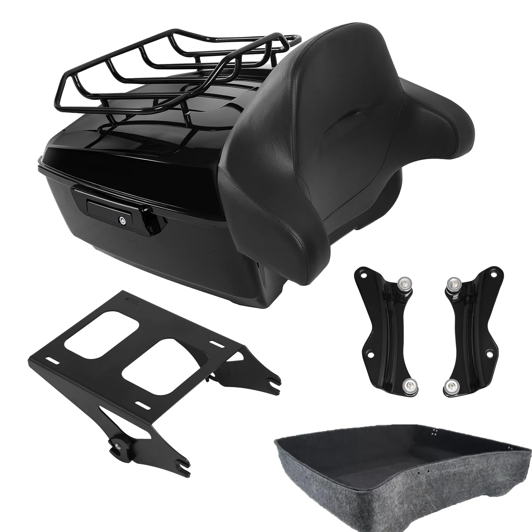 TCMT 13.7" King Motorcycle Trunk Backrest Pad Luggage Rack Base Plate Fit For Harley 2014-2025 Touring CVO Road King Road Glide Street Glide Electra Glide Pack