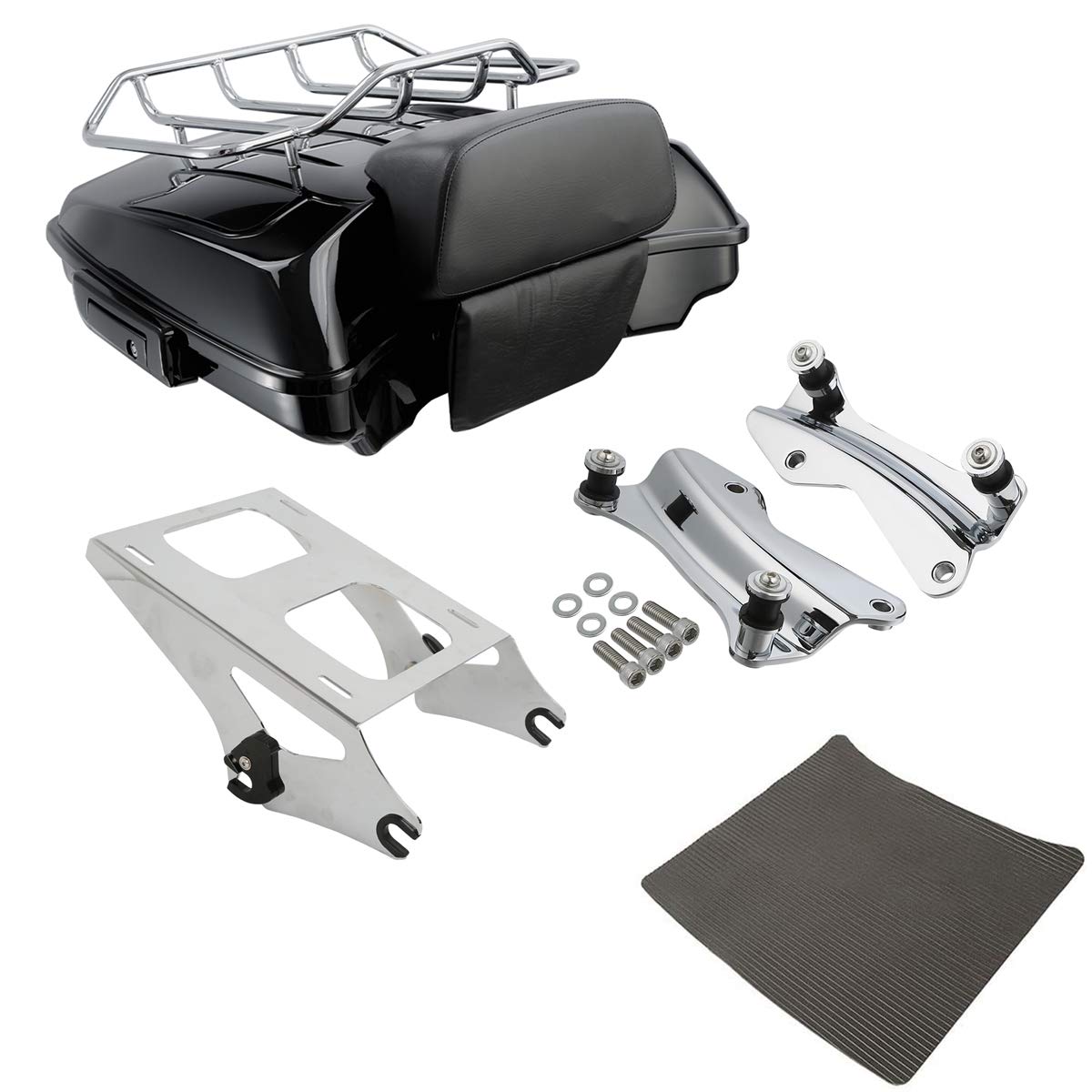TCMT 5.5" Razor Motorcycle Trunk Box Backrest Two Up Mount Rack Base Plate Fit For Harley Touring 2014-2025 CVO Road King Road Glide Street Glide Electra Glide Pack