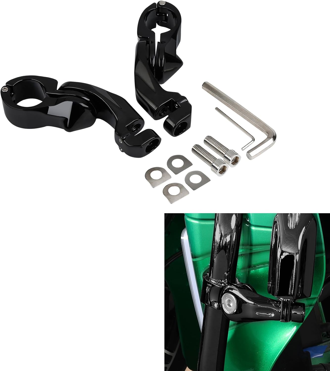 TCMT 32mm 1 1/4" Highway Engine Guard Bar Highway Footpegs Mount Kit Fits For Harley Touring Road King Street Glide Road Glide Electra Glide Softail Sportster Dyna with 1-1/4" Engine Guards