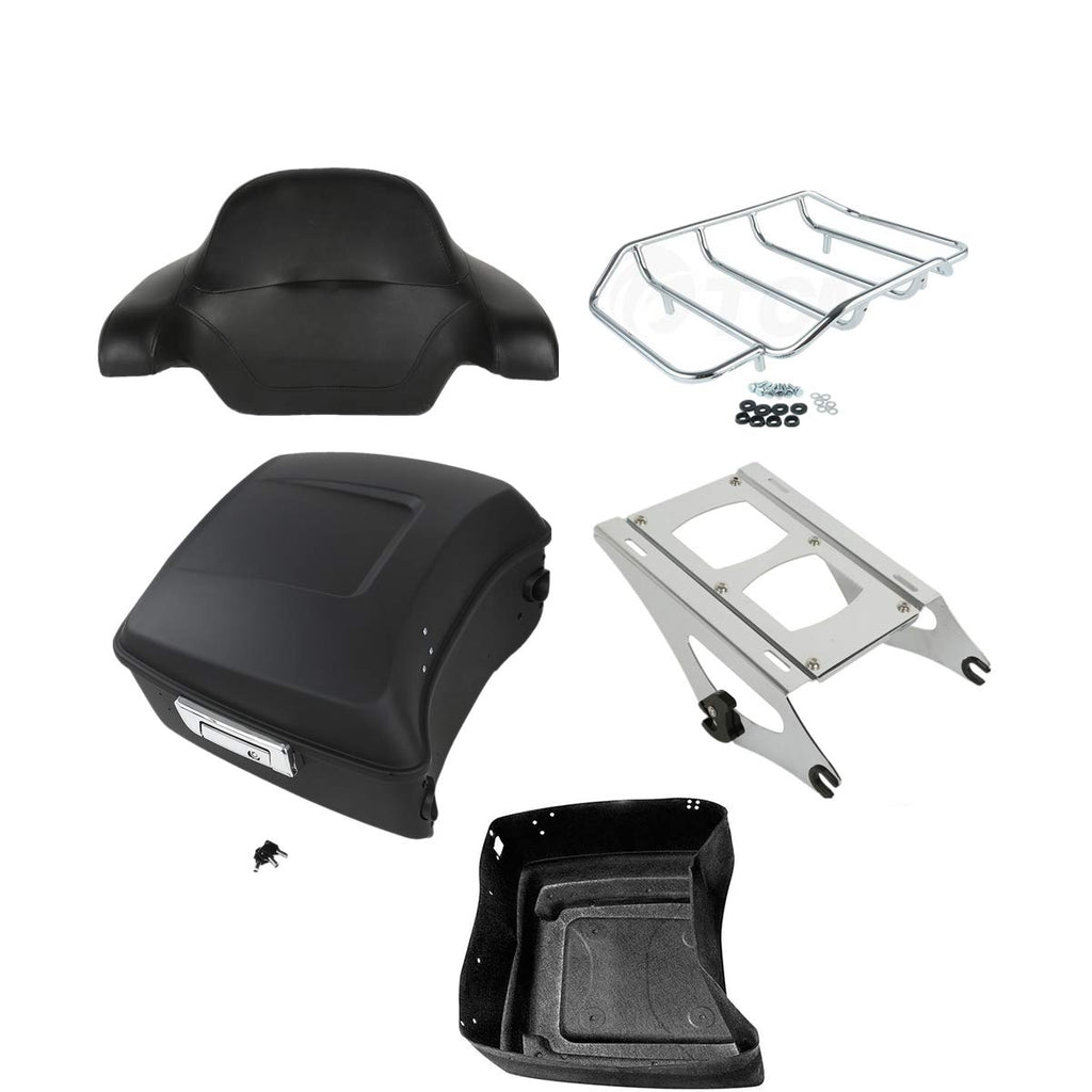 TCMT 13.7" King Motorcycle Trunk Box W/Latches Brake TailLight Base Plate Fit For Harley 2014-2025 Touring CVO Road King Road Glide Street Glide Electra Glide Pack