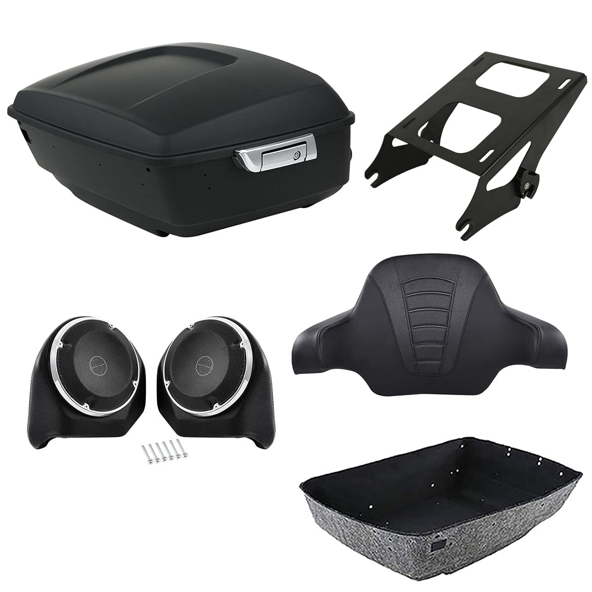 TCMT 13.7" King 2014-2025 Motorcycle Trunk Backrest Pad Top Luggage Rack Mount Rack Fit For Harley Trunk Touring CVO Road King Road Glide Street Glide Electra Glide Ultra Limited Pack