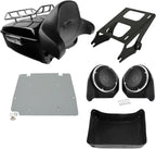 TCMT 13.7" King Motorcycle Trunk Box Backrest Pad Luggage Rack 2 Up Mount Rack Speakers Base Plate Fit For Harley 2014-2025 Touring CVO Road King Road Glide Street Glide Electra Glide Pack
