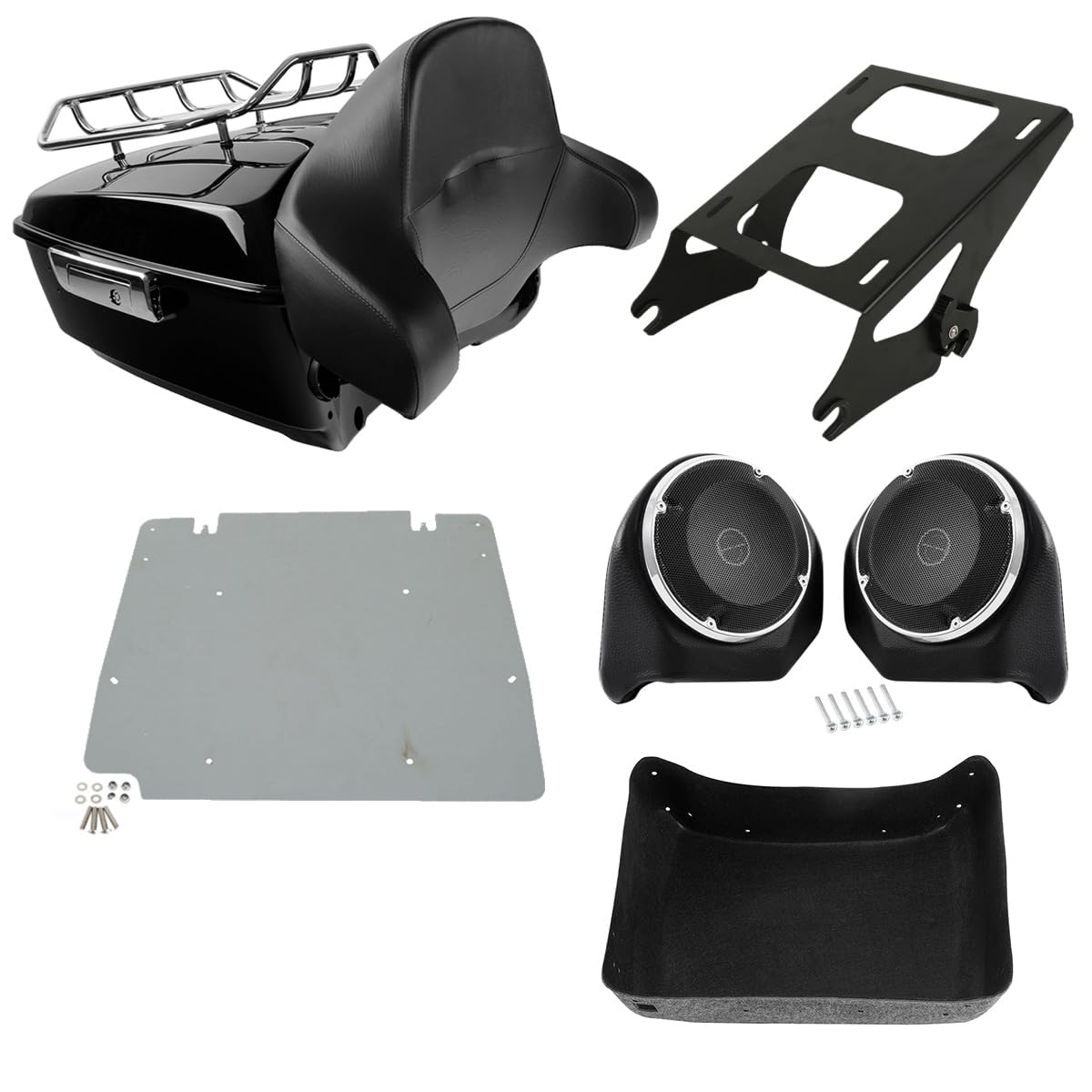 TCMT 13.7" King 2014-2025 Motorcycle Trunk Backrest Pad Luggage Rack Speakers Taillight Fit For Harley Trunk Touring CVO Road King Road Glide Street Glide Electra Glide Pack