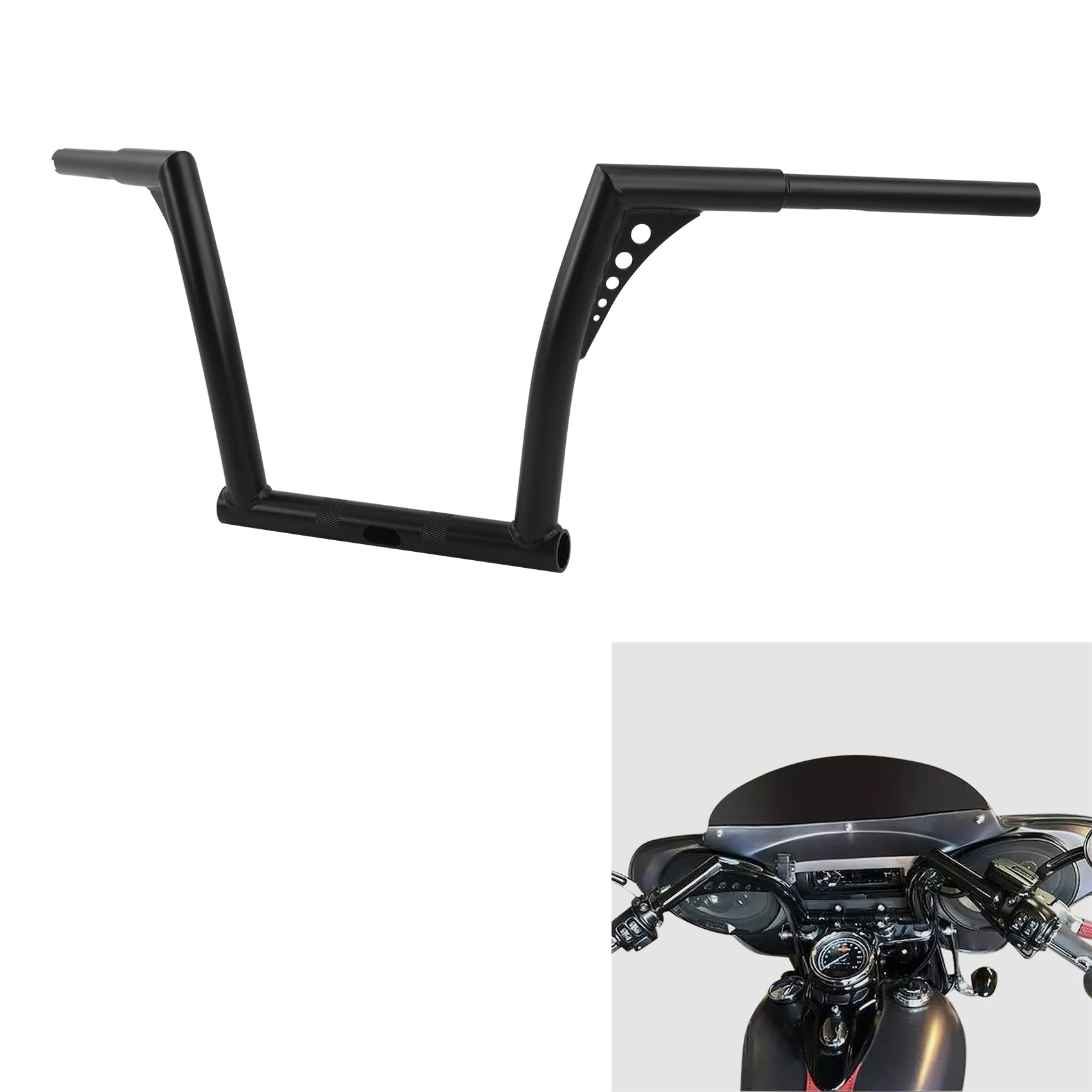 TCMT 14" Rise Ape Hanger Handlebar Fits For Harley Dyna Fat Bob 2008-2017 Low Rider 2016-2019 Switchback 2012-2016 Wide Glide 2010-2017 Street Bob 2007-2017