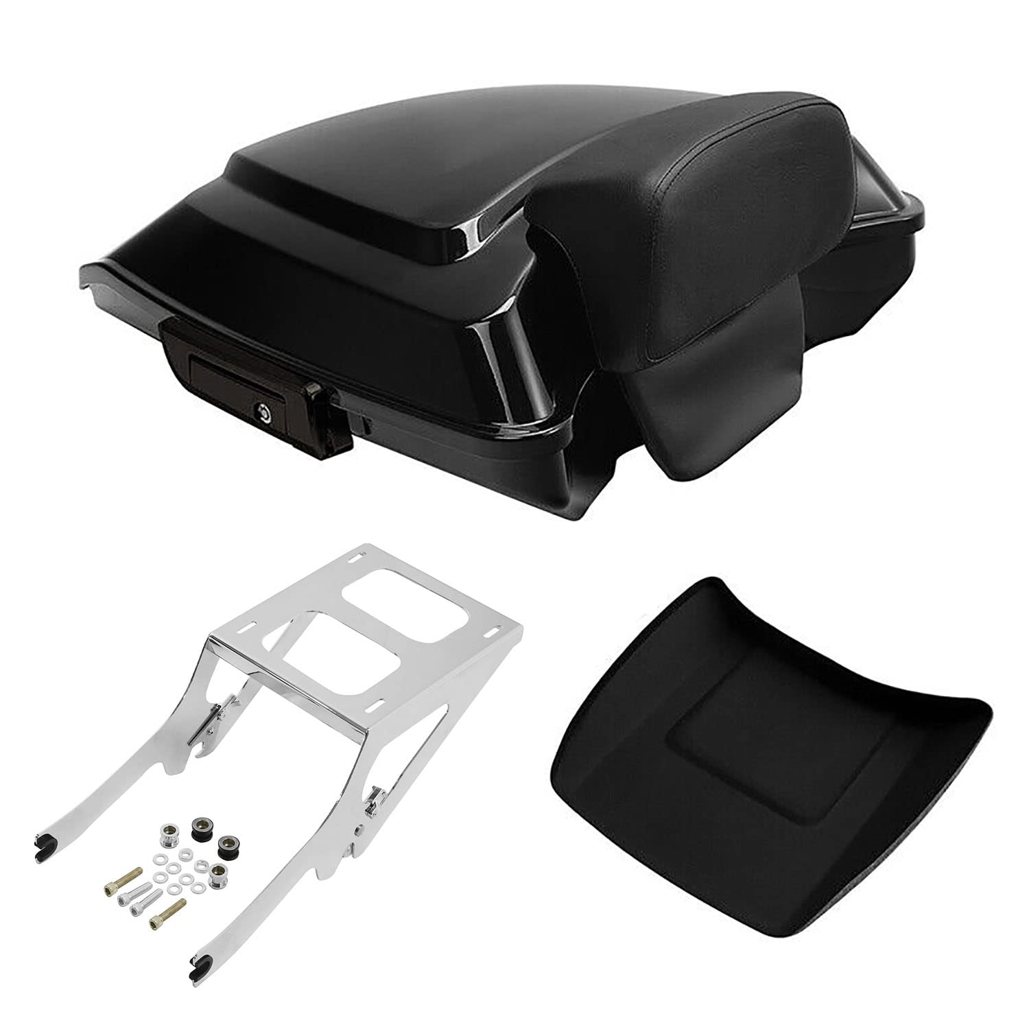 TCMT 5.5" Razor Motorcycle Trunk Box Backrest Pad Mounting Rack Fit For Harley 2014-2025 Touring Road King Street Road Electra Glide Pack