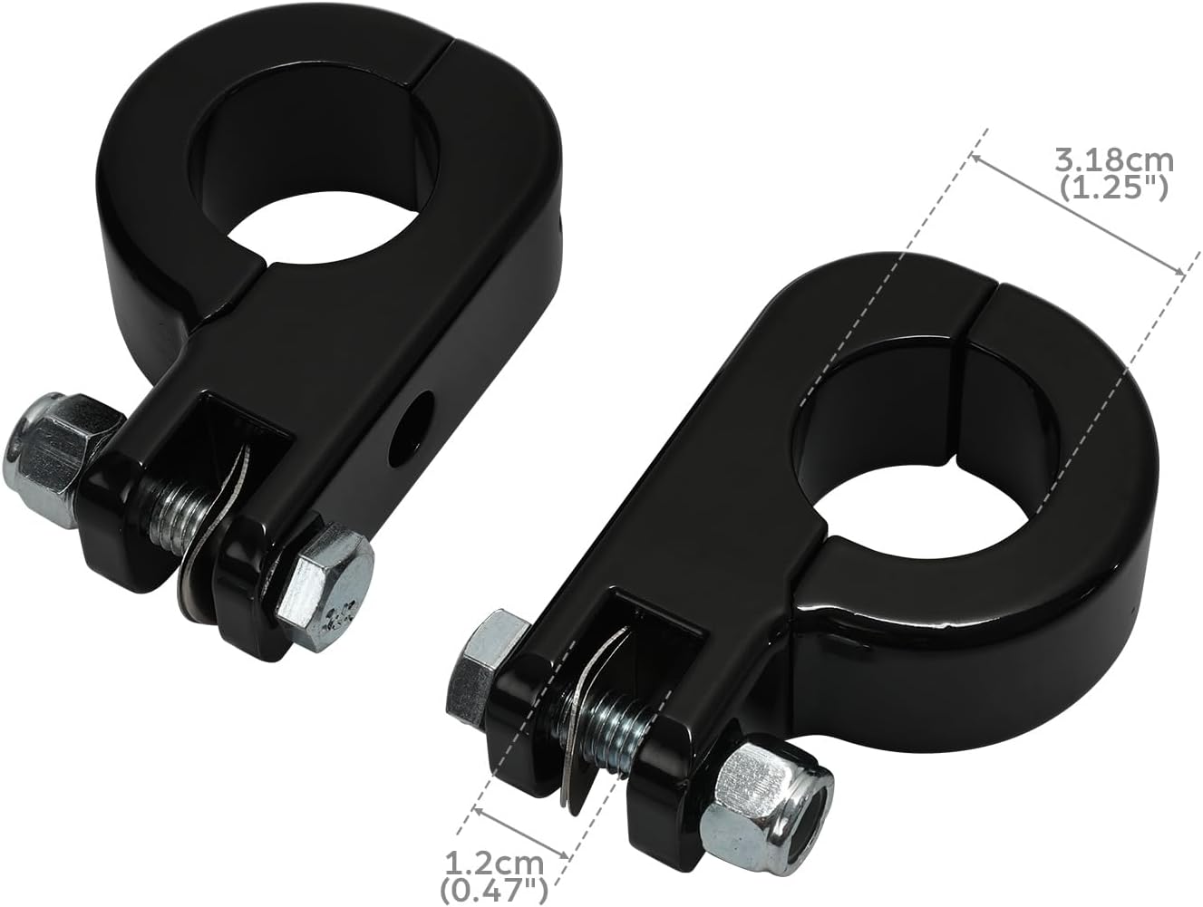 TCMT 32mm 1 1/4" Highway Engine Guard Bar Highway Footpegs Mount Kit - Aluminum - Black - Universal Fit - Front - Fits Harley Touring, Road King, Street Glide, Electra Glide & More