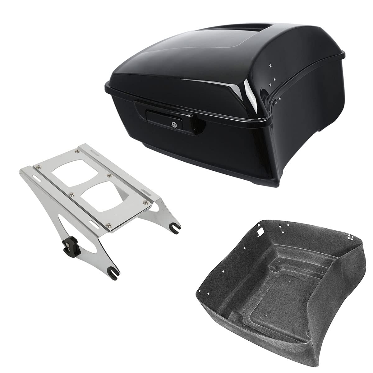 TCMT 13.7" King Motorcycle Trunk Backrest Pad Luggage Rack 2 Up Mounting Rack Base Plate Docking Fit For Harley 2014-2025 Touring CVO Road King Road Glide Street Glide Electra Glide Pack