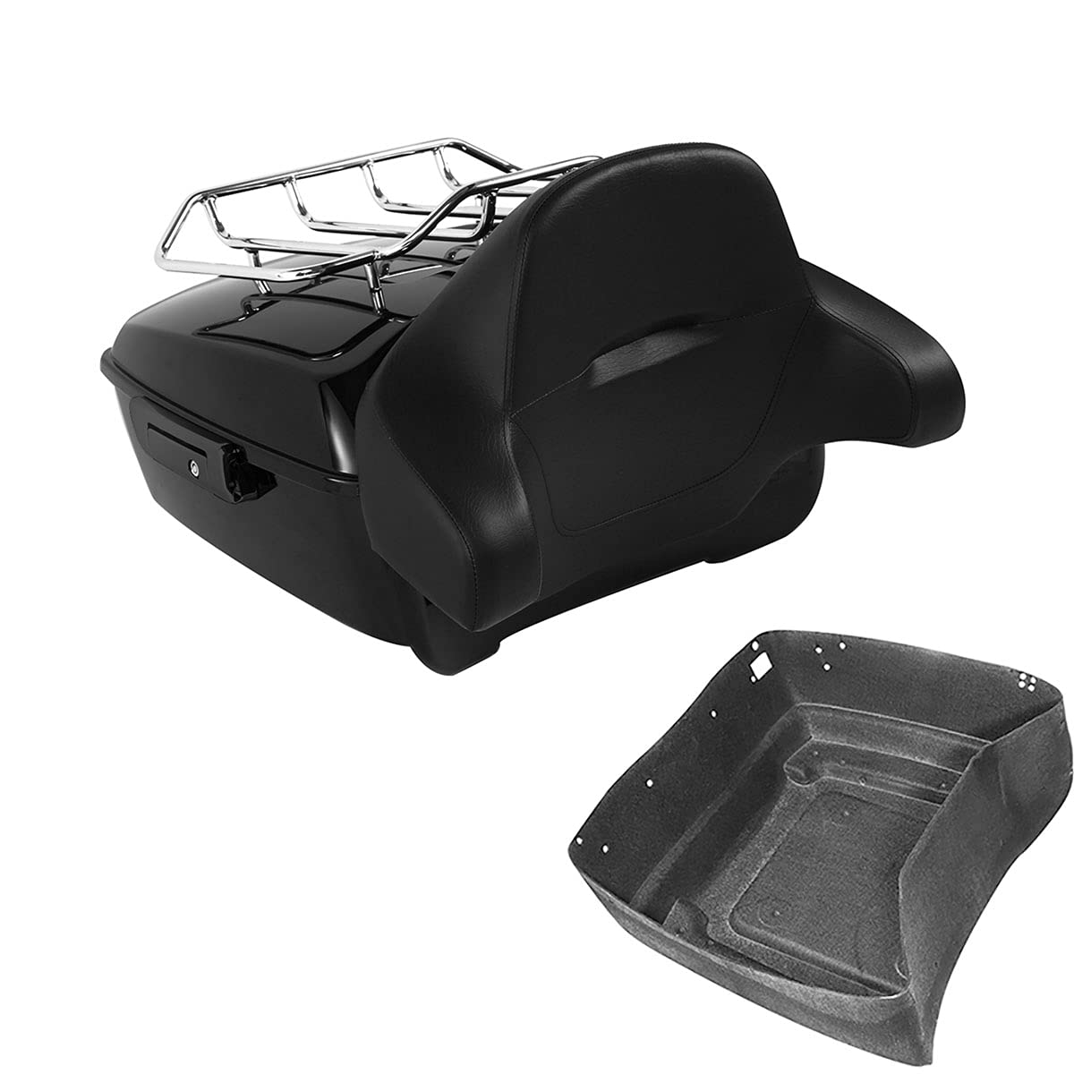 TCMT 13.7" King Motorcycle Trunk Backrest Pad Luggage Rack Two Up Mount Rack Base Plate Docking Fit For Harley 2014-2025 Touring CVO Road King Road Glide Street Glide Electra Glide Pack