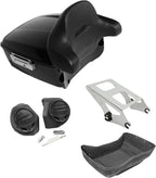 TCMT 13.7" King Motorcycle Trunk Box Wrap-Around Backrest 2 Up Mount Rack Rear Speakers Fit For Harley 2014-2025 Touring CVO Road King Road Glide Street Glide Electra Glide Pack Trunk