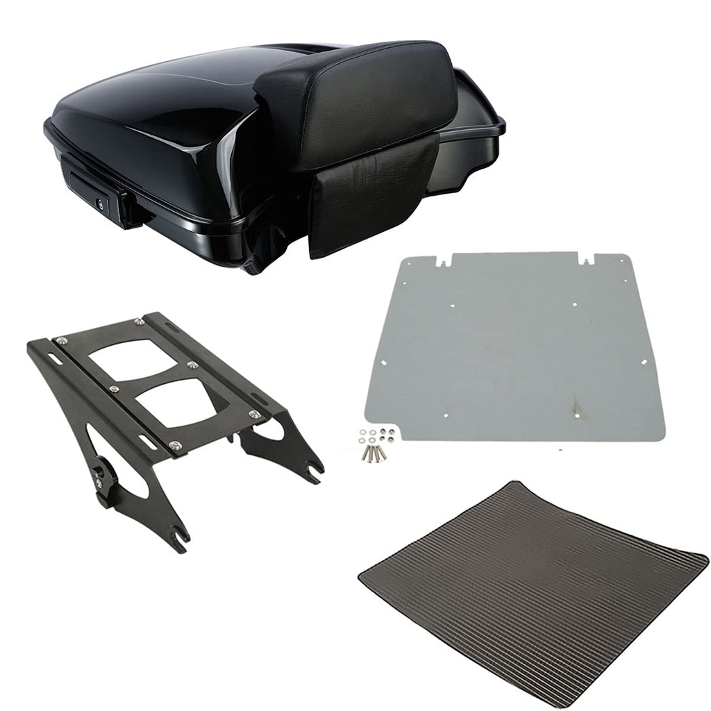 TCMT 5.5" Razor Motorcycle Trunk Box Backrest Two Up Mount Rack Base Plate Fit For Harley Touring 2014-2025 CVO Road King Road Glide Street Glide Electra Glide Pack
