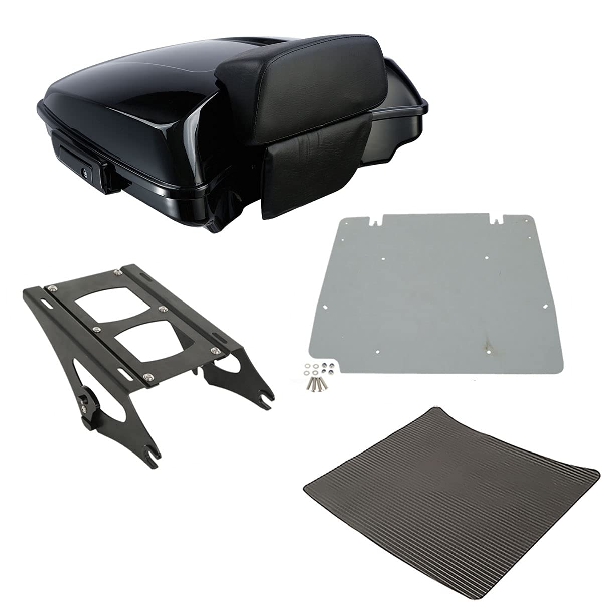 TCMT 5.5" Razor Motorcycle Trunk Box Backrest Two Up Mount Rack Base Plate Fit For Harley Touring 2014-2025 CVO Road King Road Glide Street Glide Electra Glide Pack