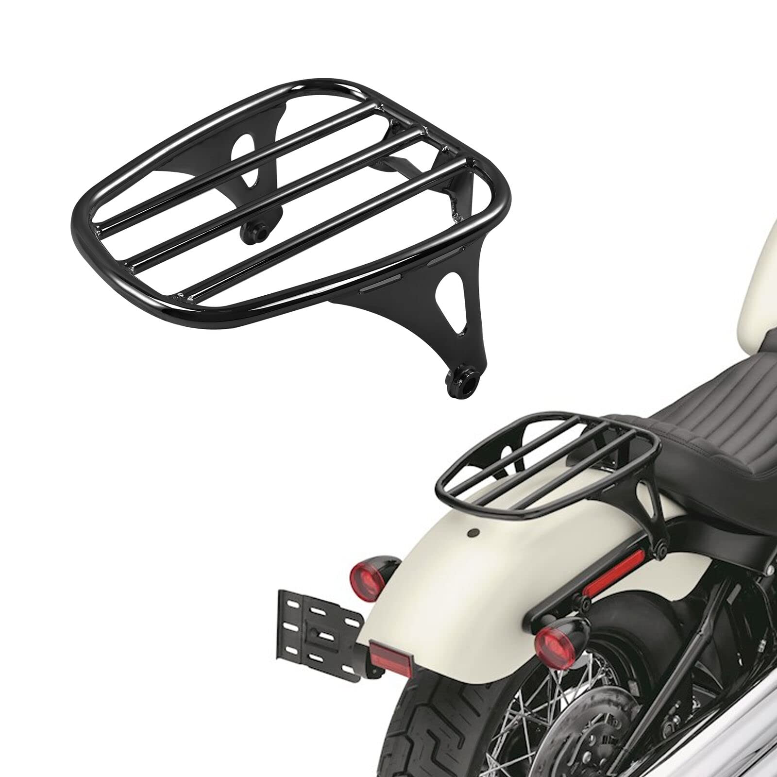 TCMT King Motorcycle Trunk Box Wrap-around Backrest Two-Up Mounting Rack Luggage Rack Base Plate Fit For Harley 2018-2025 Heritage Classic 2018-2020 Deluxe FLDE 2024 Hydra-Glide Revival FLI Pack