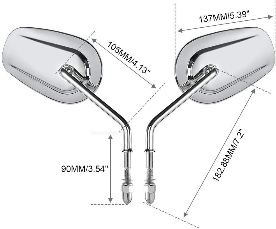 TCMT 8mm Chrome Rear View Mirrors Fits For Harley Touring Road King CVO Road Street Tri Glide Sportster XL1200 XL883 XG500 XG750 Heritage Softail Street Bob
