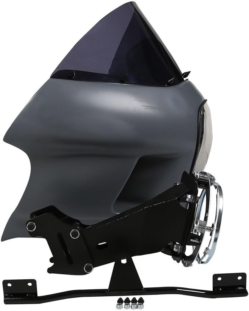 TCMT 7" Front Upper Fairing Mount Kit + Windshield Fits For Harley Dyna Low Rider 2006-2009,2016-2017 Street Bob Wide Glide 2006-2017 Super Glide Custom 2006-2014 Super Glide FXD/I 2006-2010