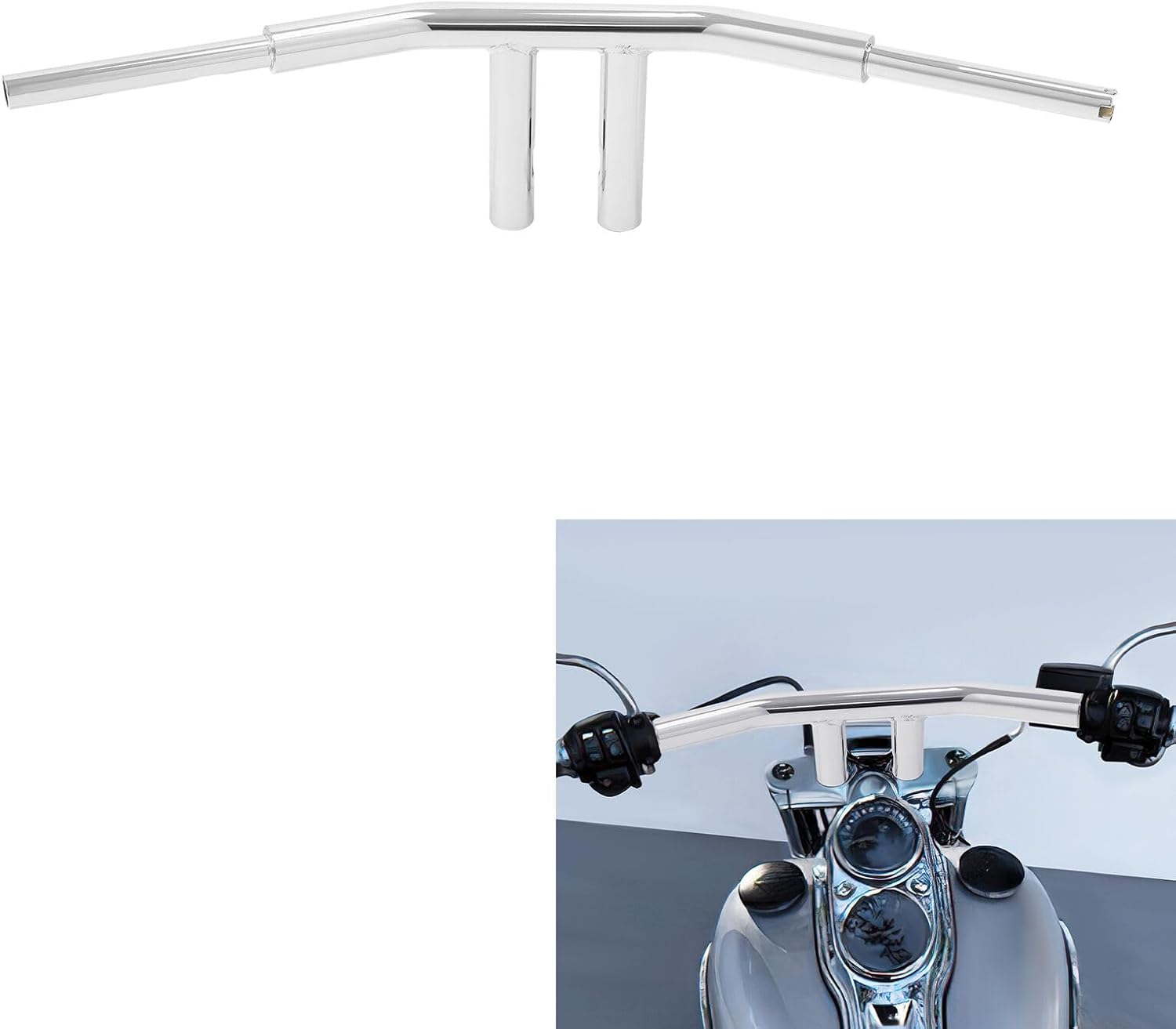 TCMT 8" Rise T Bars Handlebar 1.5" Fat Fit For Harley Softail Fat Bob Fat Boy Heritage Classic Low Rider Street Bob Sport Glide Breakout Deluxe 2018-2023