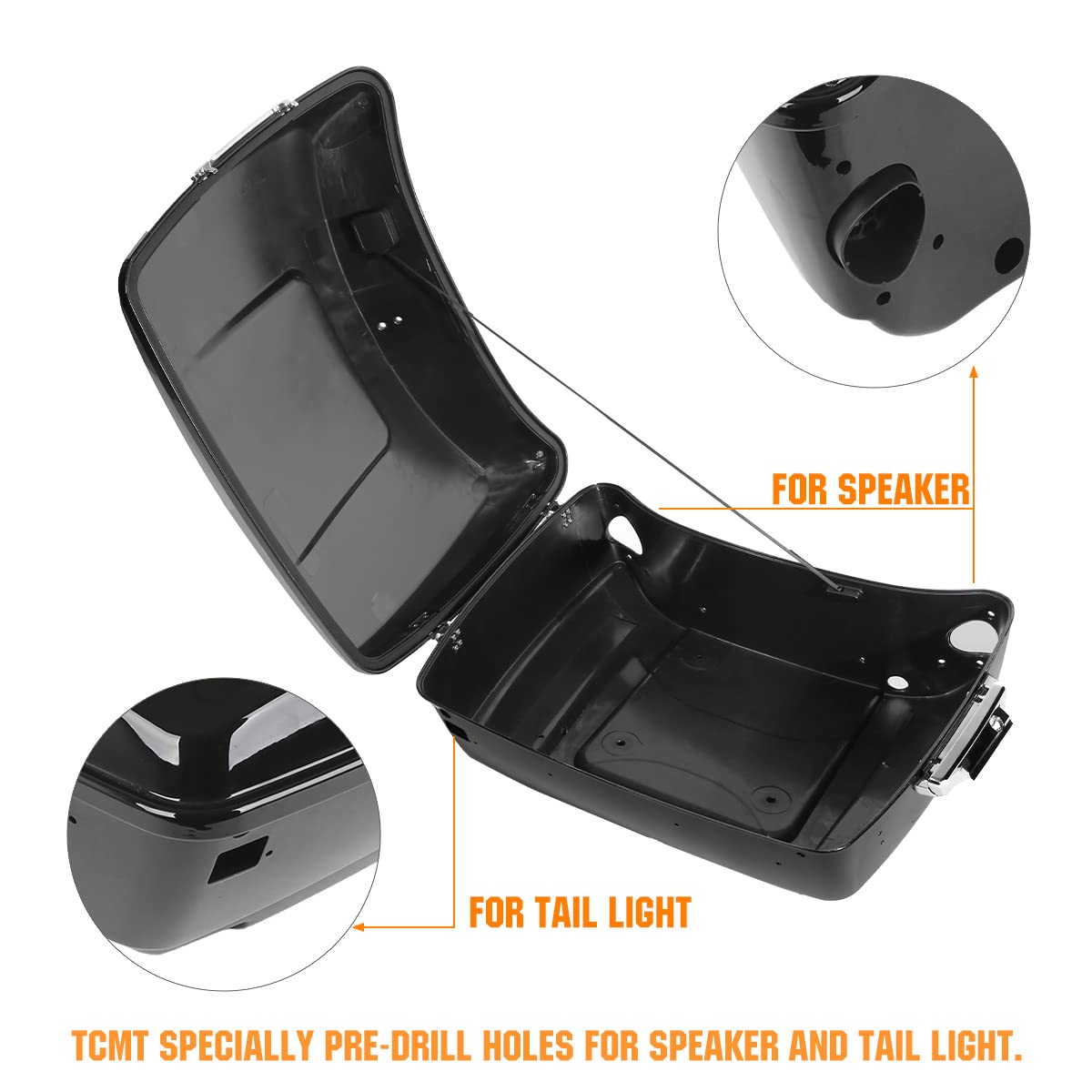TCMT King Motorcycle Trunk Box Wrap-around Backrest Two-Up Mounting Rack Luggage Rack Fit For Harley 2018-2025 Heritage Classic 2018-2020 Deluxe FLDE 2024 Hydra-Glide Revival FLI Pack