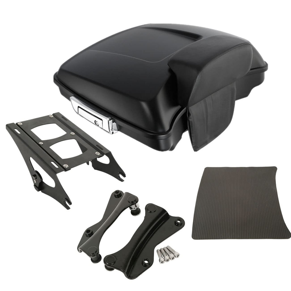 TCMT 5.5" Razor Motorcycle Trunk Backrest Pad Two Up Mounting Rack Fit For Harley 2014-2025 Touring CVO Road King Road Glide Street Glide Electra Glide Pack