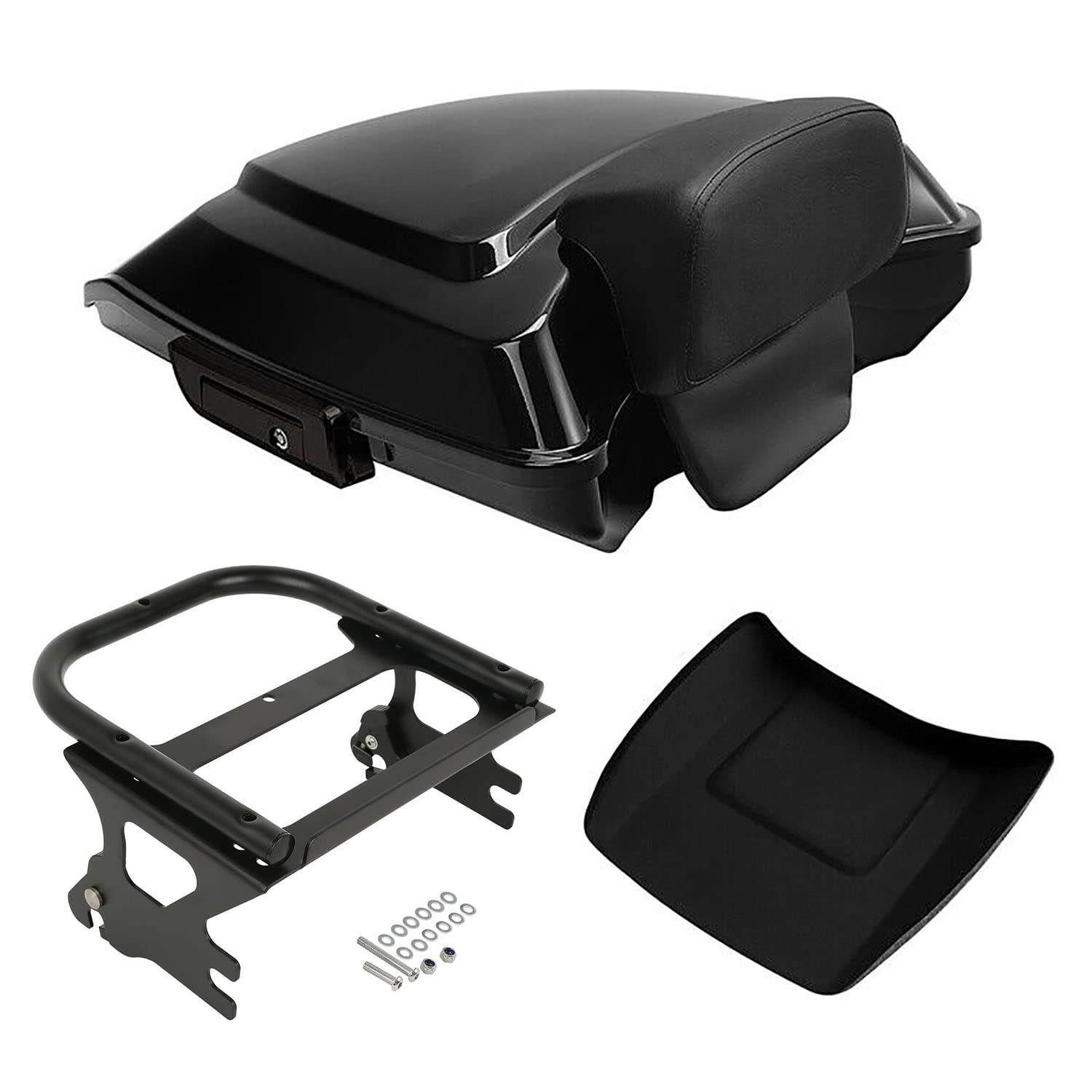TCMT 5.5" Razor Motorcycle Trunk Box Backrest Pad Mounting Rack Fit For Harley 2014-2025 Touring Road King Street Road Electra Glide Pack