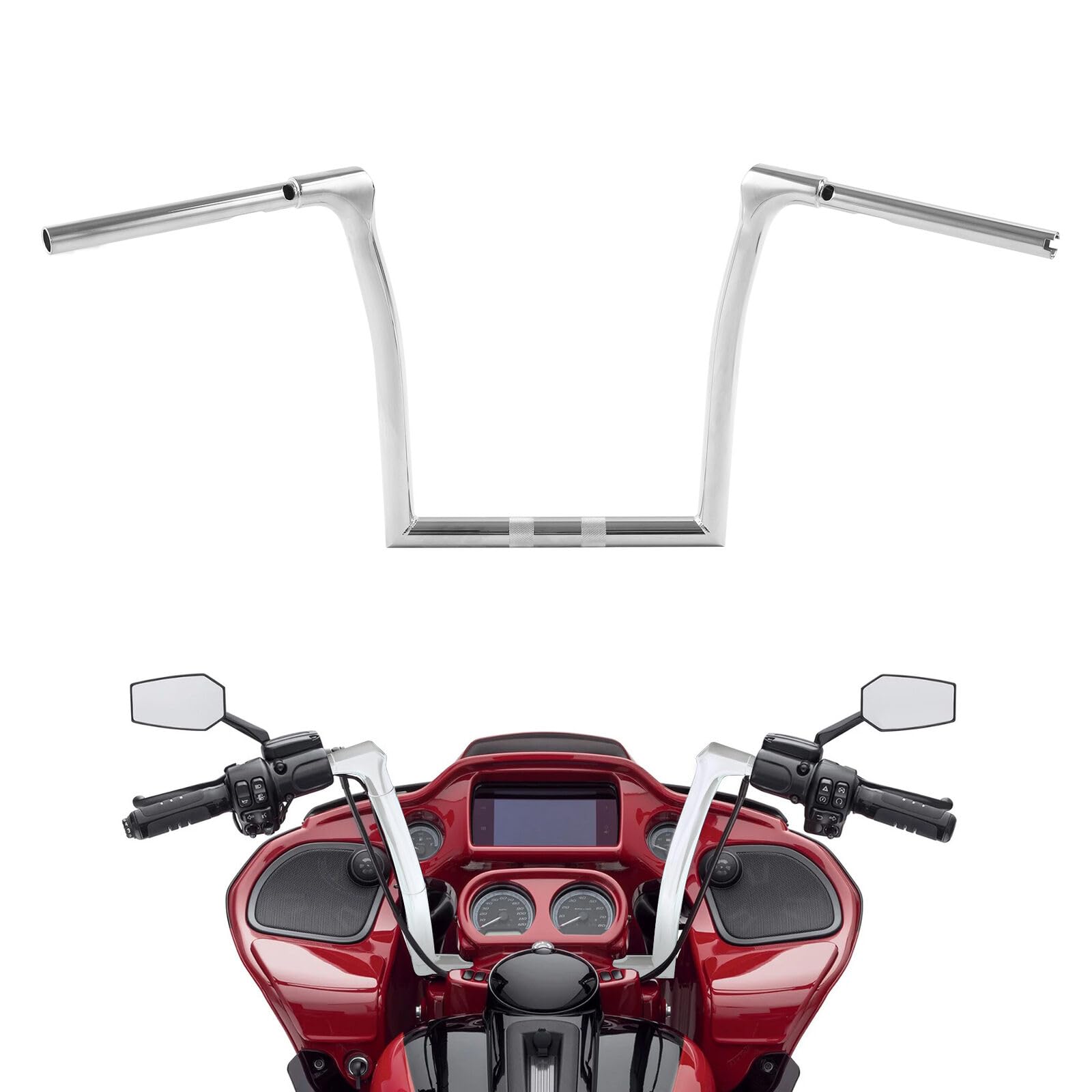 TCMT 14.5'' Rise 1-1/4" Ape Hanger Bar Handlebar Fit For Harley Road Glide Special 2015-2023 Road Glide ST 2022-2023 Ultra 2016-2019 Limited 2020-2023 CVO Road Glide Ultra 2015-2016 Chrome