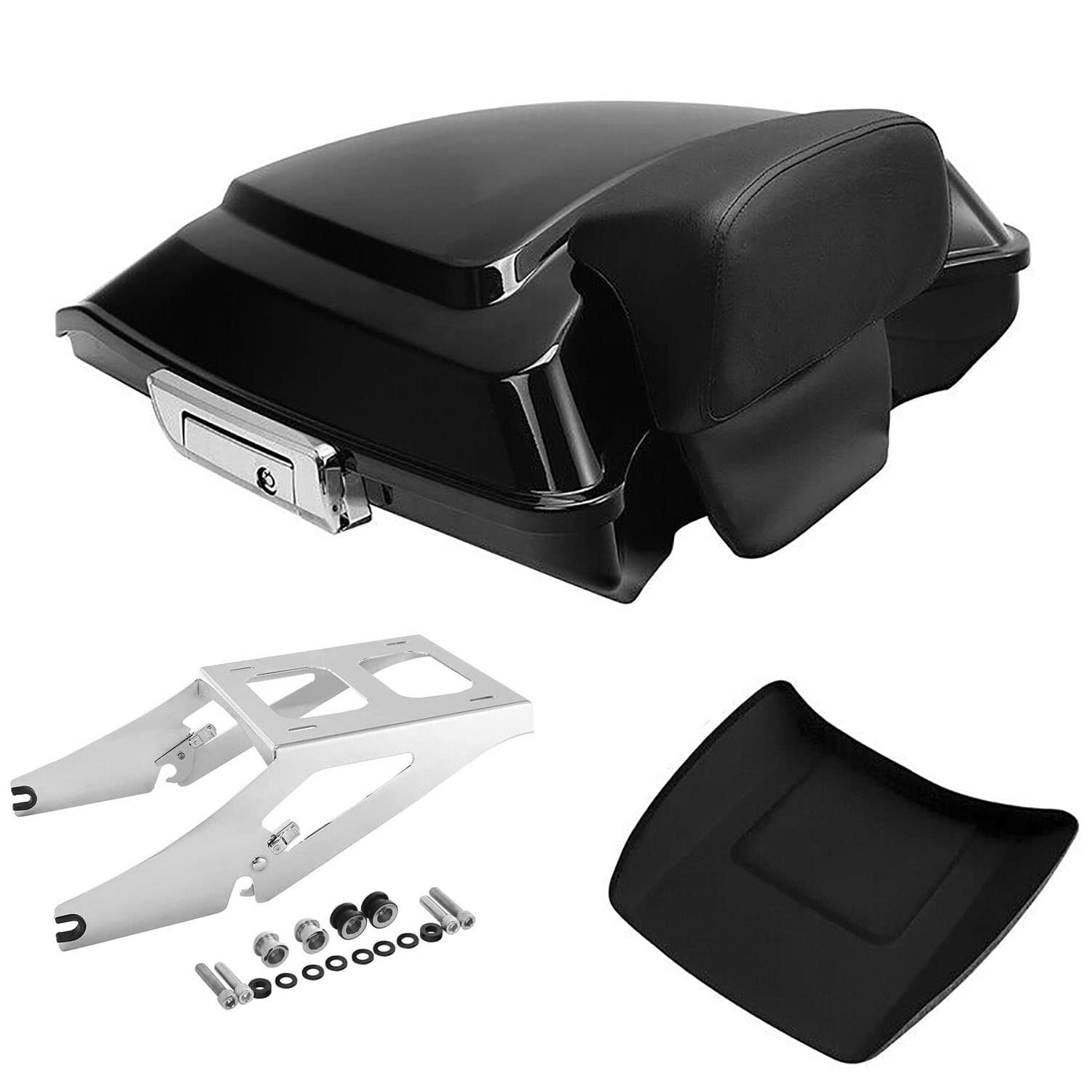 TCMT 5.5" Razor Motorcycle Trunk Box Backrest Pad Mounting Rack Fit For Harley 2014-2025 Touring Road King Street Road Electra Glide Pack