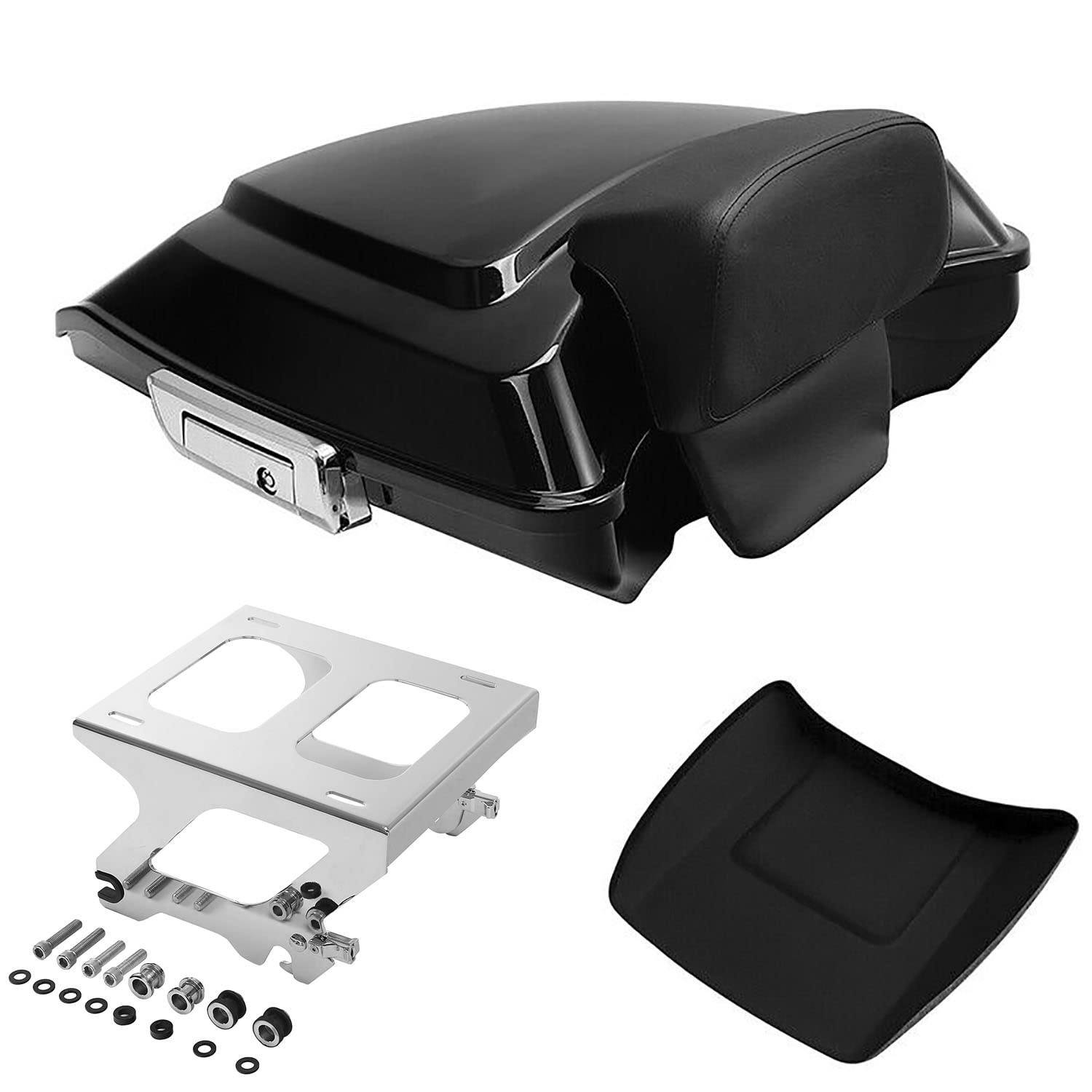 TCMT 5.5" Razor Motorcycle Trunk Box Backrest Pad Mounting Rack Fit For Harley 2014-2025 Touring Road King Street Road Electra Glide Pack